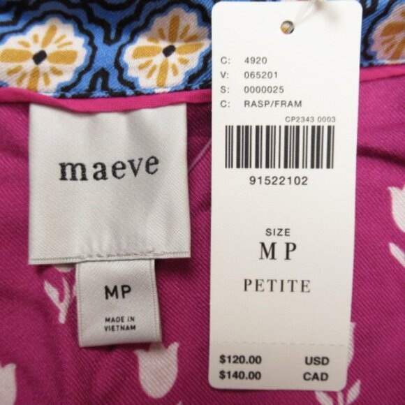 Anthropologie Maeve Paz Alida Contrast Buttondown Shirt Raspberry M Petite MP - Picture 12 of 12